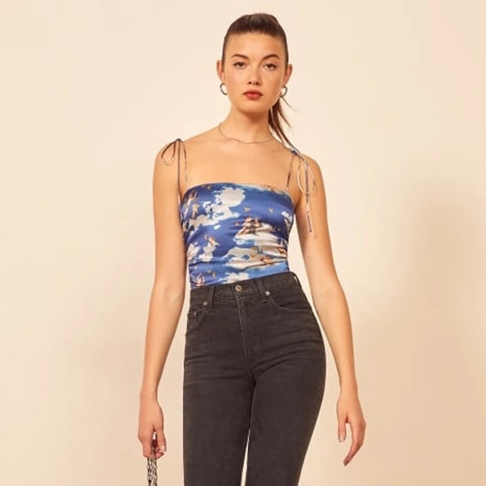 NWT- Reformation Rare Lucrezia Silk Top in Heaven - Picture 6 of 9
